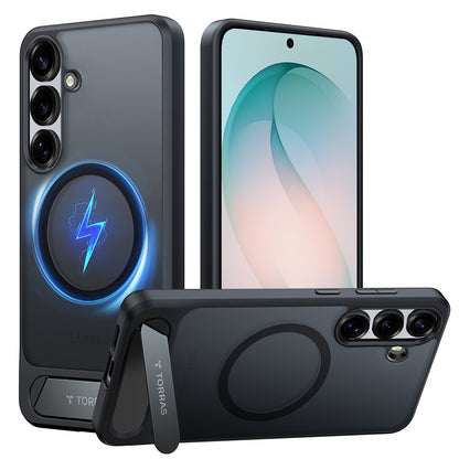 Ovitek MagSafe za Samsung Galaxy S26 Plus, Torras, Pstand, Črna