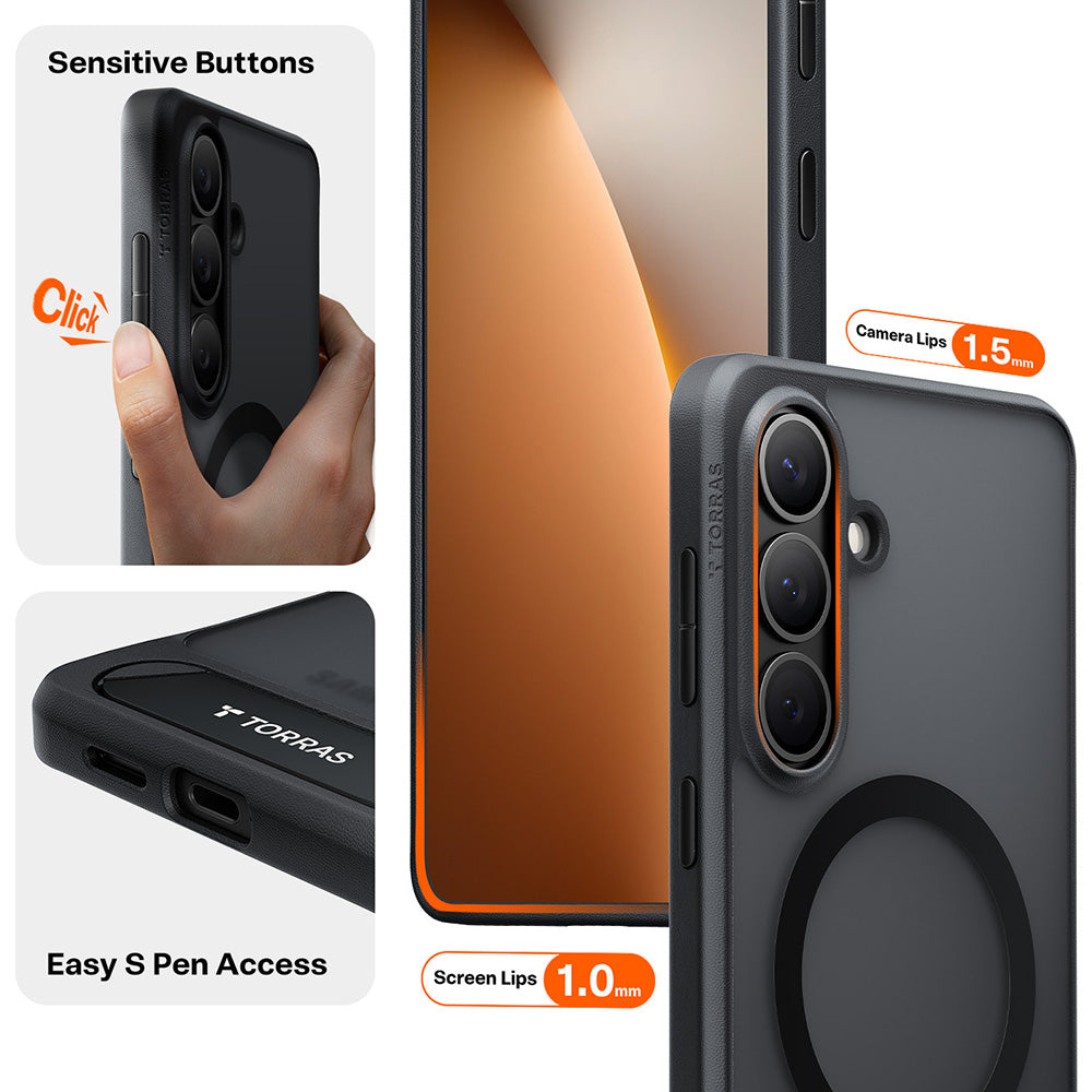 Ovitek MagSafe za Samsung Galaxy S26 Plus, Torras, Pstand, Črna