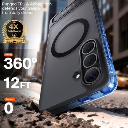 Ovitek MagSafe za Samsung Galaxy S26 Plus, Torras, Pstand, Črna