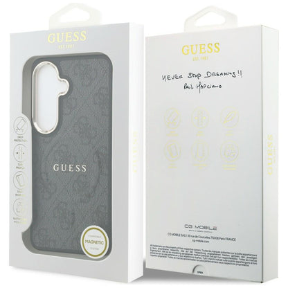 MagSafe ovitek za Samsung Galaxy S26 S942, Guess, 4G Embossed Ring, črn