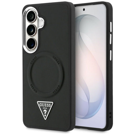 Ovitek MagSafe za Samsung Galaxy S26 S942, Guess, Embossed Ring Triangle Logo, Črn