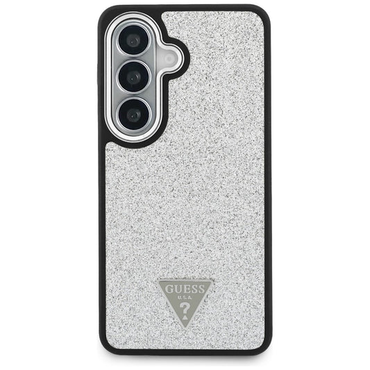 MagSafe ovitek za Samsung Galaxy S26 S942, Guess, fiksni bleščeči trikotni logotip, srebrn