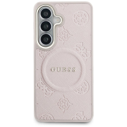 Ovitek MagSafe za Samsung Galaxy S26 S942, Guess, Saffiano Peony Embossed Ring, Roza