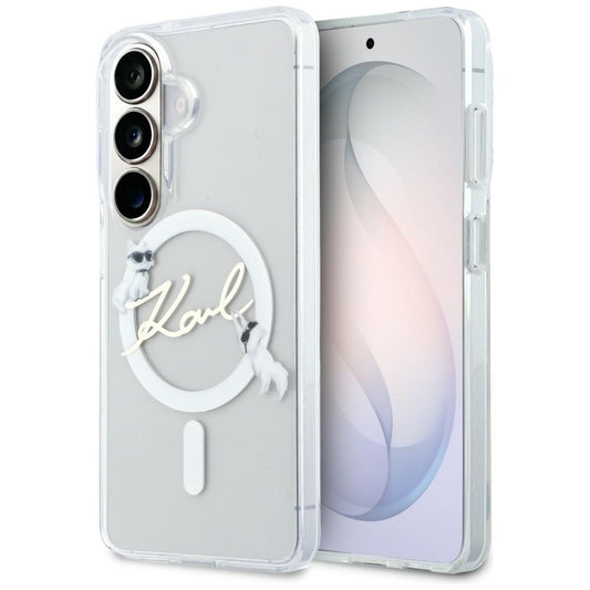 MagSafe ovitek za Samsung Galaxy S26 S942, Karl Lagerfeld, IML Choupette Karl Script Logo, Bela