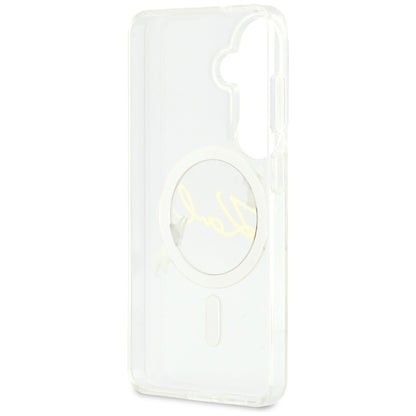 MagSafe Case for Samsung Galaxy S26 S942, Karl Lagerfeld, IML Choupette Karl Script Logo, White