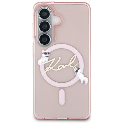 MagSafe ovitek za Samsung Galaxy S26 S942, Karl Lagerfeld, IML Choupette Karl Script Logo, roza