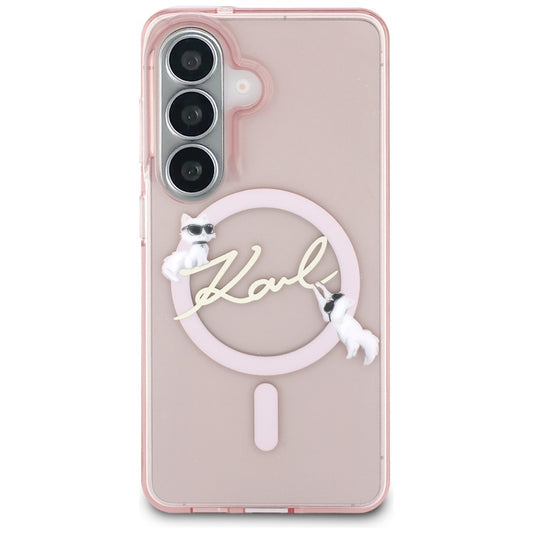 MagSafe ovitek za Samsung Galaxy S26 S942, Karl Lagerfeld, IML Choupette Karl Script Logo, roza