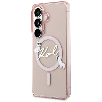 MagSafe ovitek za Samsung Galaxy S26 S942, Karl Lagerfeld, IML Choupette Karl Script Logo, roza