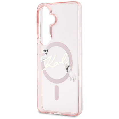 MagSafe ovitek za Samsung Galaxy S26 S942, Karl Lagerfeld, IML Choupette Karl Script Logo, roza