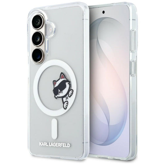 MagSafe ovitek za Samsung Galaxy S26 S942, Karl Lagerfeld, IML Choupette Peekaboo Logo, Bela