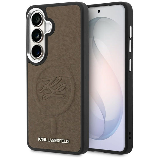 Ovitek MagSafe za Samsung Galaxy S26 S942, Karl Lagerfeld, Initial Logo Debossed, Rjava