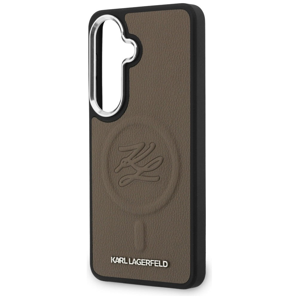 Ovitek MagSafe za Samsung Galaxy S26 S942, Karl Lagerfeld, Initial Logo Debossed, Rjava