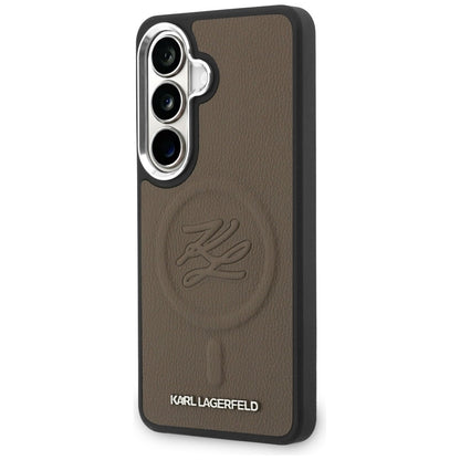 Ovitek MagSafe za Samsung Galaxy S26 S942, Karl Lagerfeld, Initial Logo Debossed, Rjava