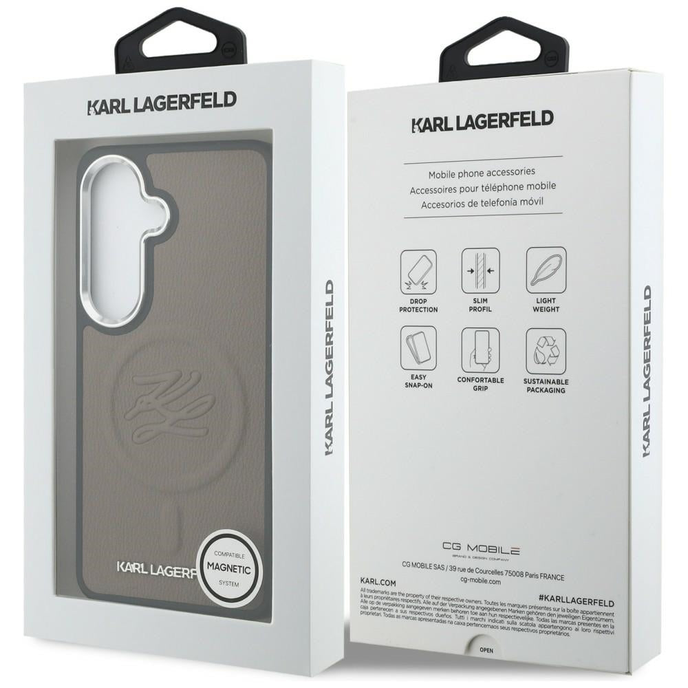 Ovitek MagSafe za Samsung Galaxy S26 S942, Karl Lagerfeld, Initial Logo Debossed, Rjava