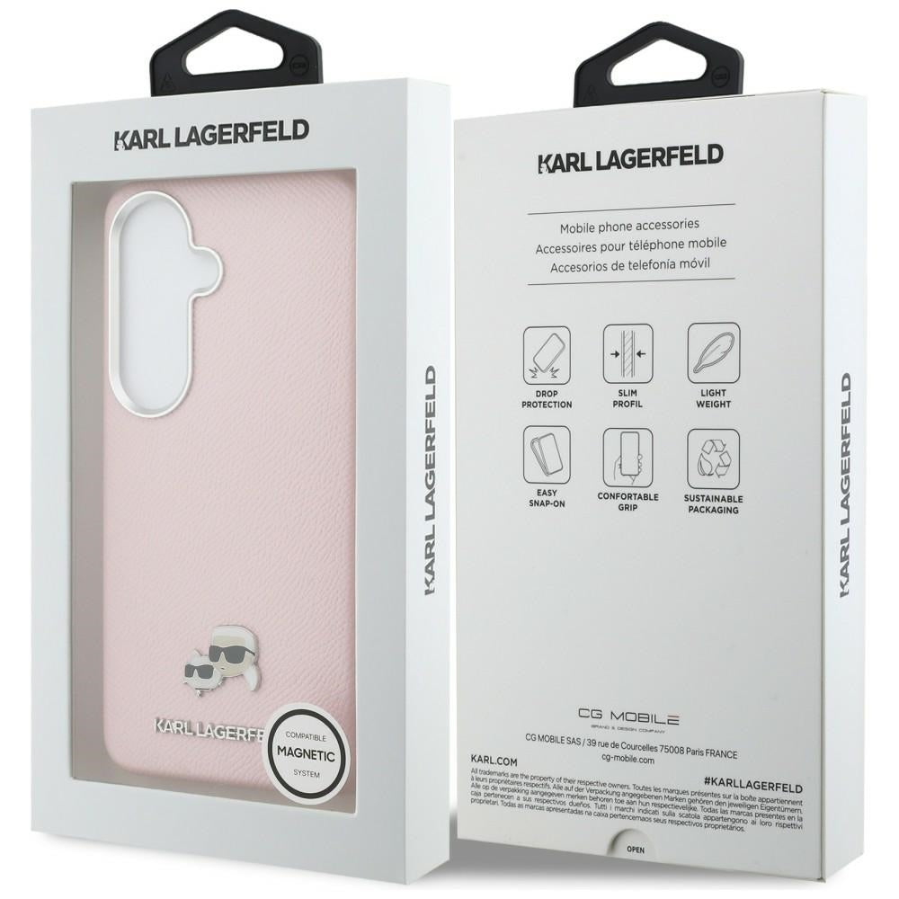 Ovitek MagSafe za Samsung Galaxy S26 S942, Karl Lagerfeld, Karl & Choupette Head's Pin, Roza