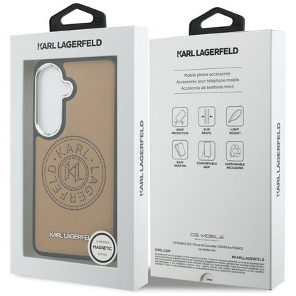 Ovitek MagSafe za Samsung Galaxy S26 S942, Karl Lagerfeld, Karl Round Point Logo, Rjava