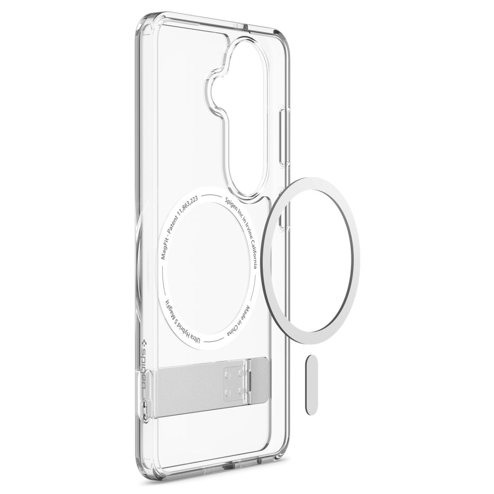 Ovitek MagSafe za Samsung Galaxy S26 S942, Spigen, Ultra Hybrid S, Prozorno Bel ACS11061