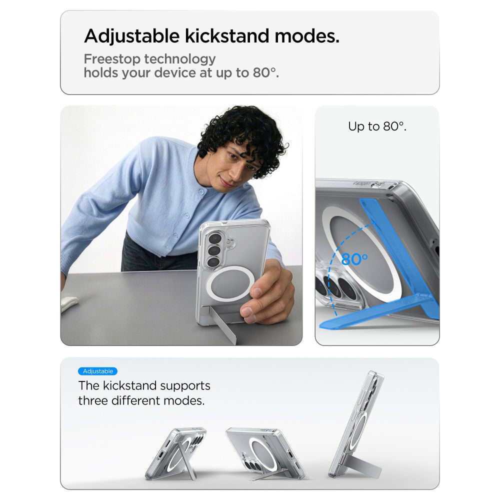 Ovitek MagSafe za Samsung Galaxy S26 S942, Spigen, Ultra Hybrid S, Prozorno Bel ACS11061