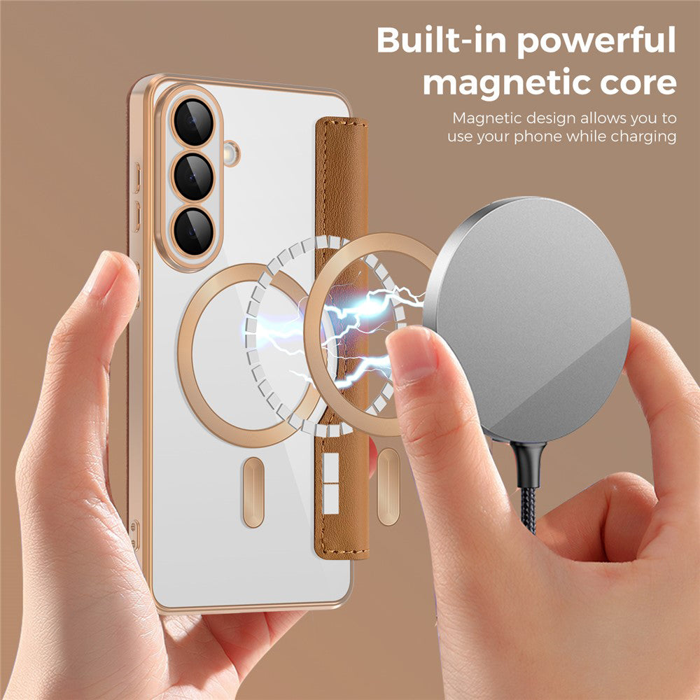 Ovitek MagSafe za Samsung Galaxy S26, Techsuit, SmartMag Book, rjava