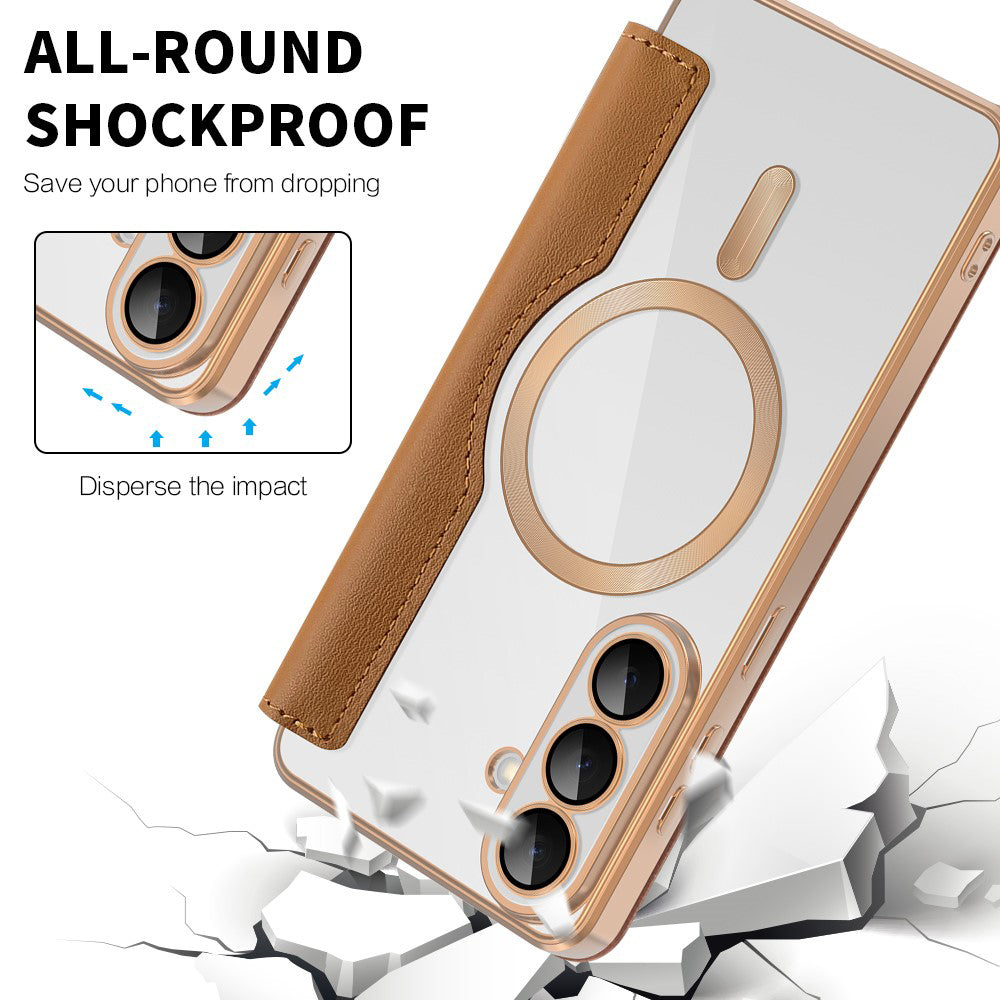 Ovitek MagSafe za Samsung Galaxy S26, Techsuit, SmartMag Book, rjava