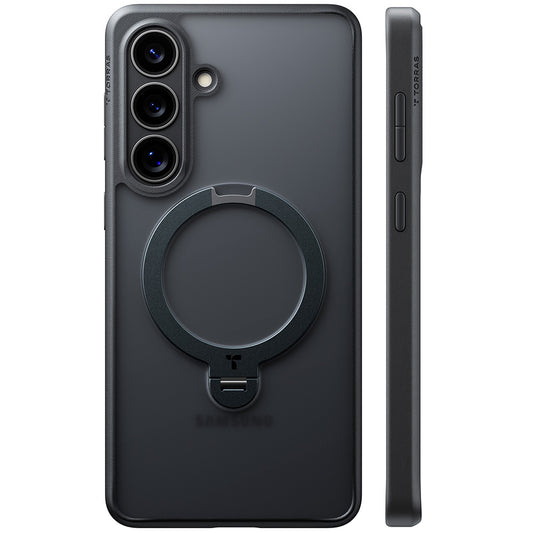 Ovitek MagSafe za Samsung Galaxy S26, Torras, Ostand Spin, Črn