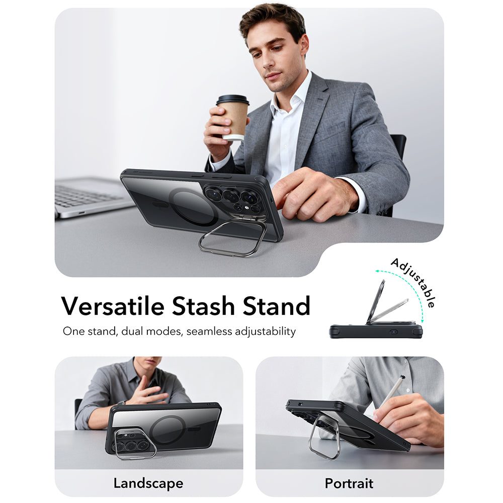 MagSafe Case for Samsung Galaxy S26 Ultra S948, ESR, Classic Hybrid Kickstand, Black Transparent