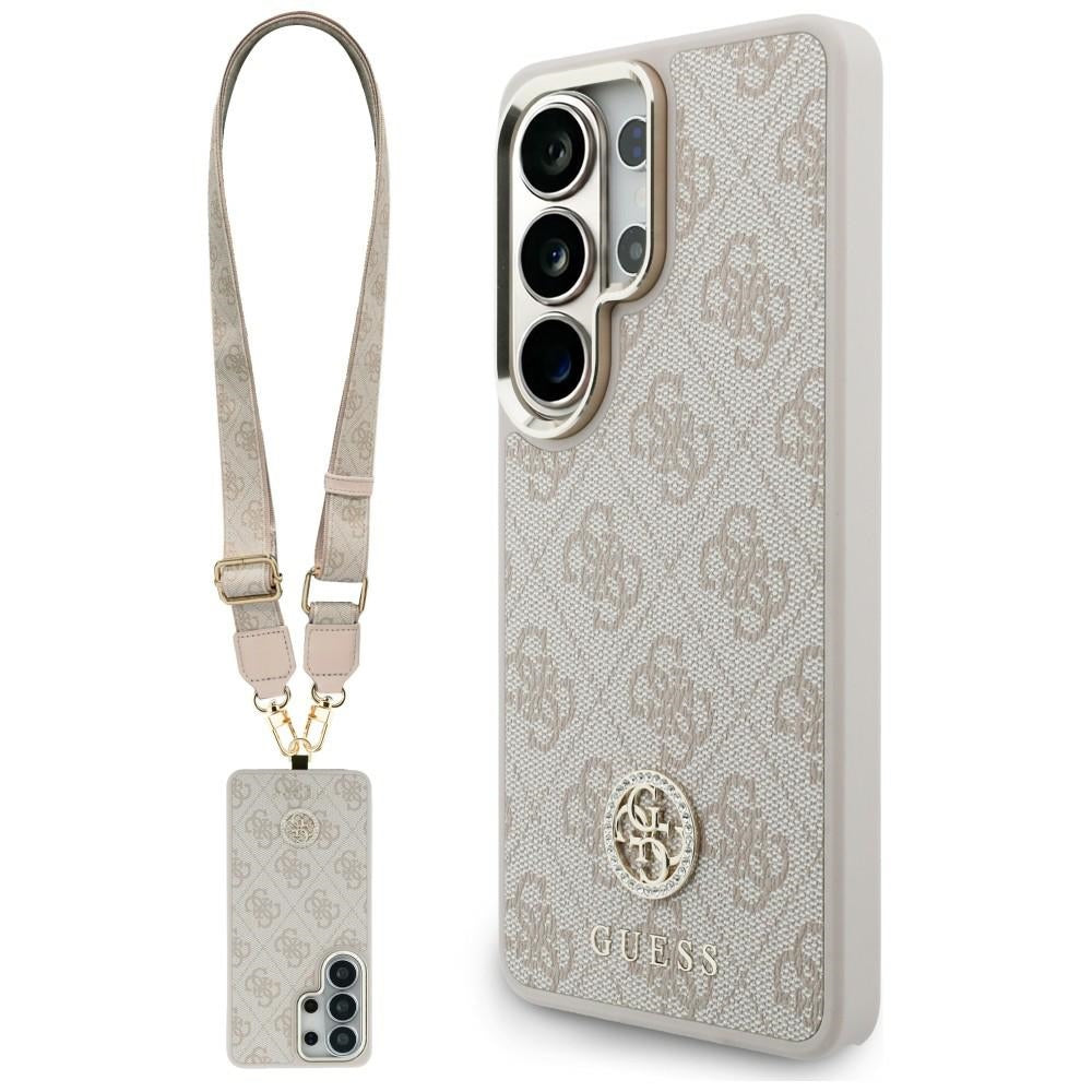 MagSafe ovitek za Samsung Galaxy S26 Ultra S948, GUESS, 4G Big Rhinestone Triangle Strap, Roza