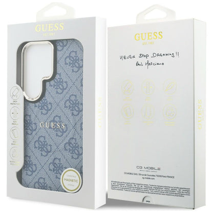 MagSafe ovitek za Samsung Galaxy S26 Ultra S948, Guess, 4G Embossed Ring, Modra