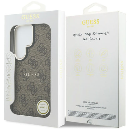 MagSafe ovitek za Samsung Galaxy S26 Ultra S948, Guess, 4G Embossed Ring, rjava