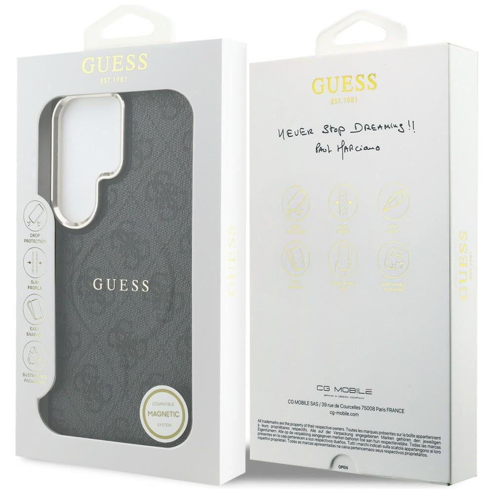MagSafe ovitek za Samsung Galaxy S26 Ultra S948, Guess, 4G Embossed Ring, črn
