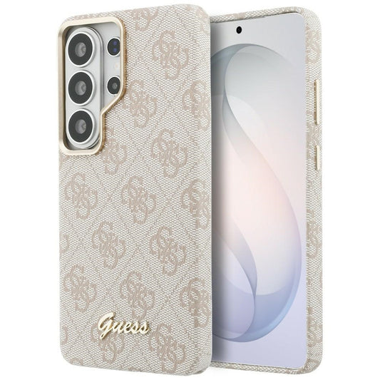 Ovitek MagSafe za Samsung Galaxy S26 Ultra S948, Guess, 4G Script Logo, Roza