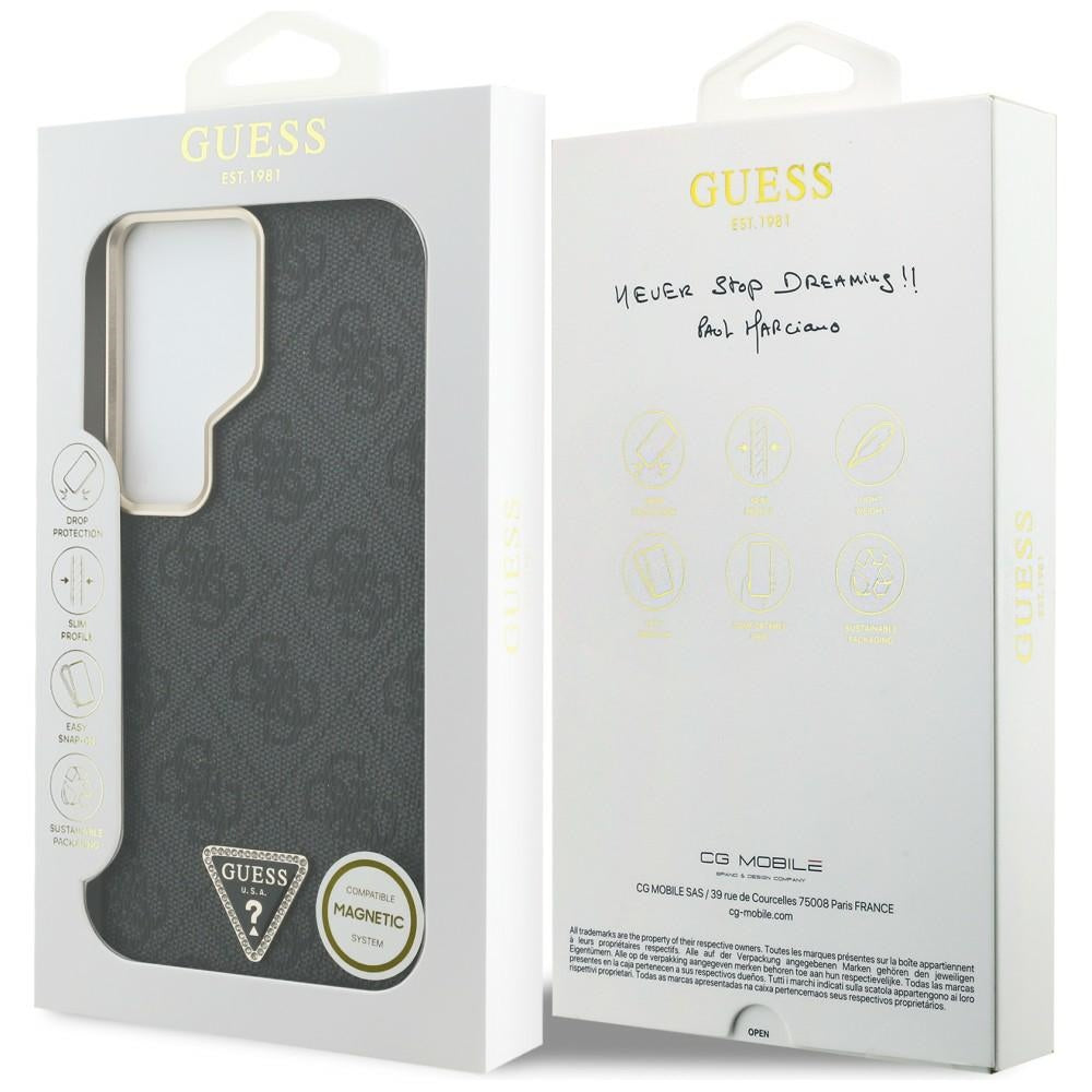 MagSafe ovitek za Samsung Galaxy S26 Ultra S948, Guess, 4G Triangle Logo, črn