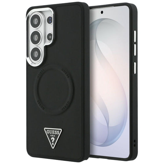 Ovitek MagSafe za Samsung Galaxy S26 Ultra S948, Guess, Embossed Ring Triangle Logo, Črn