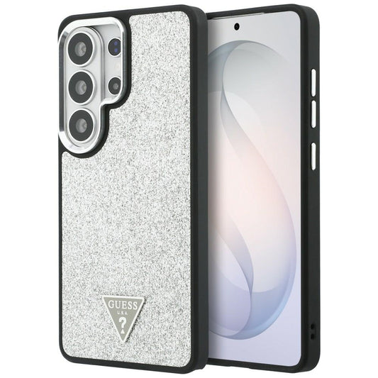 MagSafe ovitek za Samsung Galaxy S26 Ultra S948, Guess, fiksni bleščeči trikotni logotip, srebrn