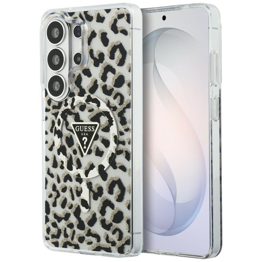 Ovitek MagSafe za Samsung Galaxy S26 Ultra S948, Guess, IML Leopard vzorec, črn