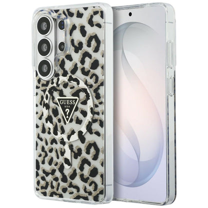 Ovitek MagSafe za Samsung Galaxy S26 Ultra S948, Guess, IML Leopard vzorec, črn