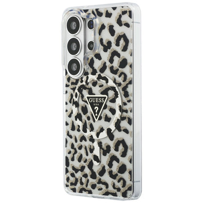 Ovitek MagSafe za Samsung Galaxy S26 Ultra S948, Guess, IML Leopard vzorec, črn
