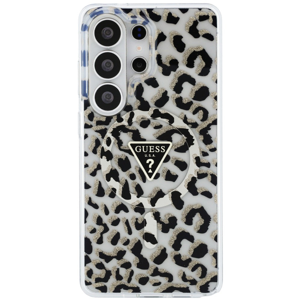 Ovitek MagSafe za Samsung Galaxy S26 Ultra S948, Guess, IML Leopard vzorec, črn