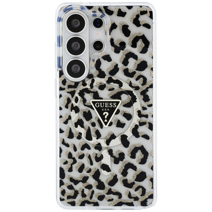 Ovitek MagSafe za Samsung Galaxy S26 Ultra S948, Guess, IML Leopard vzorec, črn
