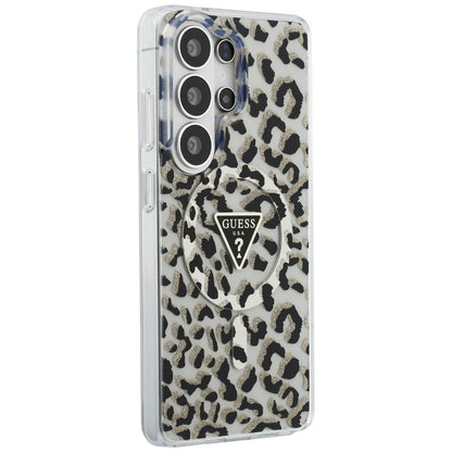 Ovitek MagSafe za Samsung Galaxy S26 Ultra S948, Guess, IML Leopard vzorec, črn
