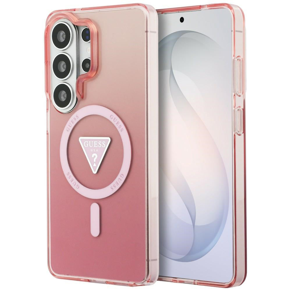 Ovitek MagSafe za Samsung Galaxy S26 Ultra S948, Guess, IML Gradient Triangle Logo, Roza