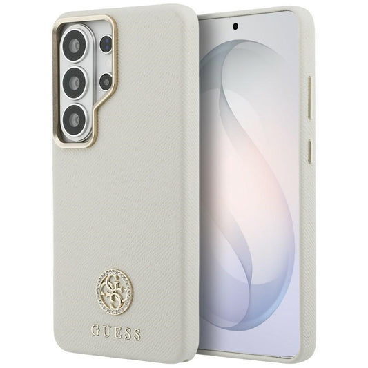 Ovitek MagSafe za Samsung Galaxy S26 Ultra S948, Guess, Rhinestone Round Logo, Bež