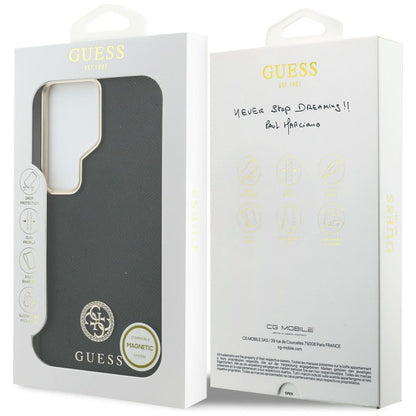 MagSafe Case for Samsung Galaxy S26 Ultra S948, Guess, Rhinestone Round Logo, Black