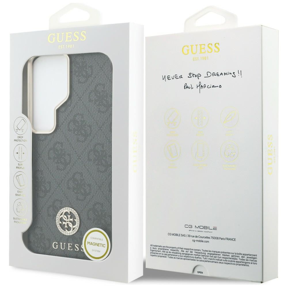 Ovitek MagSafe za Samsung Galaxy S26 Ultra S948, Guess, Strass Round Logo, črn