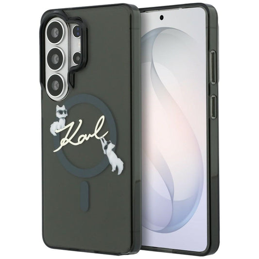 Ovitek MagSafe za Samsung Galaxy S26 Ultra S948, Karl Lagerfeld, IML Choupette Karl Script Logo, Črn