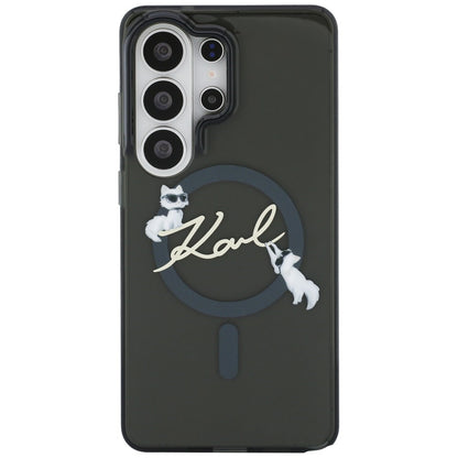 Ovitek MagSafe za Samsung Galaxy S26 Ultra S948, Karl Lagerfeld, IML Choupette Karl Script Logo, Črn