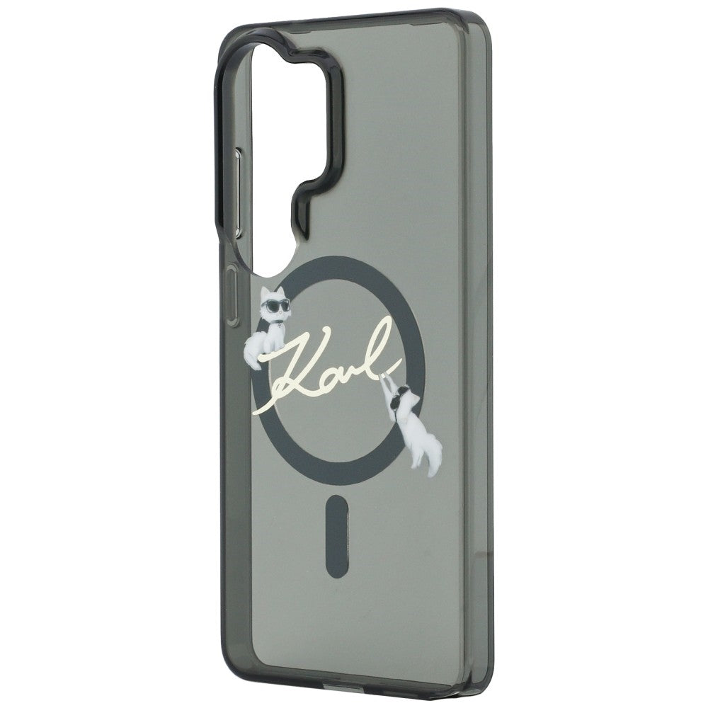 Ovitek MagSafe za Samsung Galaxy S26 Ultra S948, Karl Lagerfeld, IML Choupette Karl Script Logo, Črn