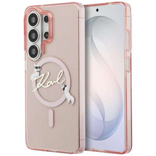 MagSafe ovitek za Samsung Galaxy S26 Ultra S948, Karl Lagerfeld, IML Choupette Karl Script Logo, Roza