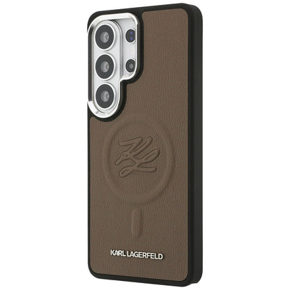 Ovitek MagSafe za Samsung Galaxy S26 Ultra S948, Karl Lagerfeld, Initial Logo Debossed, rjava
