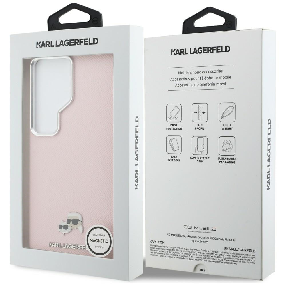 Ovitek MagSafe za Samsung Galaxy S26 Ultra S948, Karl Lagerfeld, Karl & Choupette Head's Pin, Roza